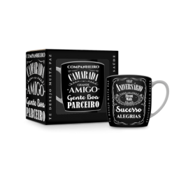 CANECA PORCELANA URBAN 300ML - DATAS - FELIZ ANIVERSRIO AMIGO, GENTE BOA