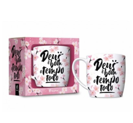 CANECA PORCELANA URBAN 300ML - DEUS  BOM O TEMPO TODO