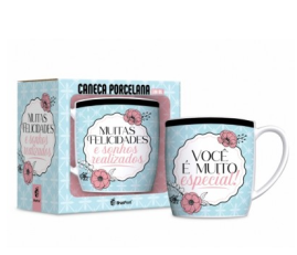 CANECA PORCELANA URBAN 300ML - MUITAS FELICIDADES