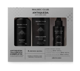 Kit Malbec Club Antiqueda: Shampoo 250ml + Condicionador 250ml + Tnico Capilar 100ml