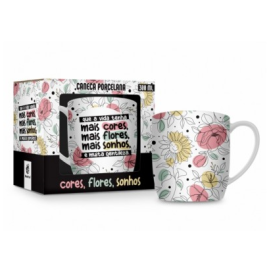 CANECA PORCELANA URBAN 300ML - CORES FLORES E SONHOS